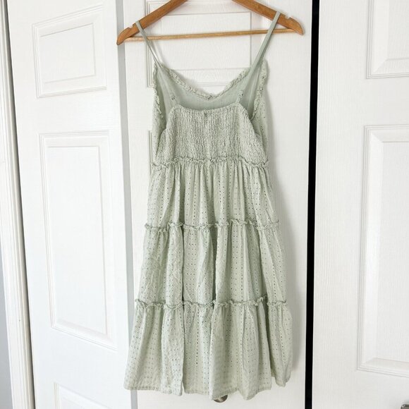 Sim & Sam Green Eyelet Tiered Sundress Women’s Size S Adjustable Straps EUC - Picture 3 of 5